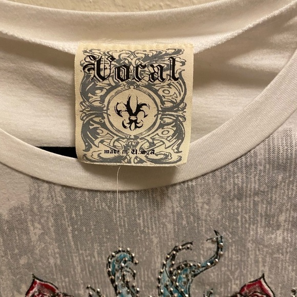 Vocal Embellished True Love Tattoo Print Long Sleeve T-Shirt New Without Tag - Picture 3 of 8